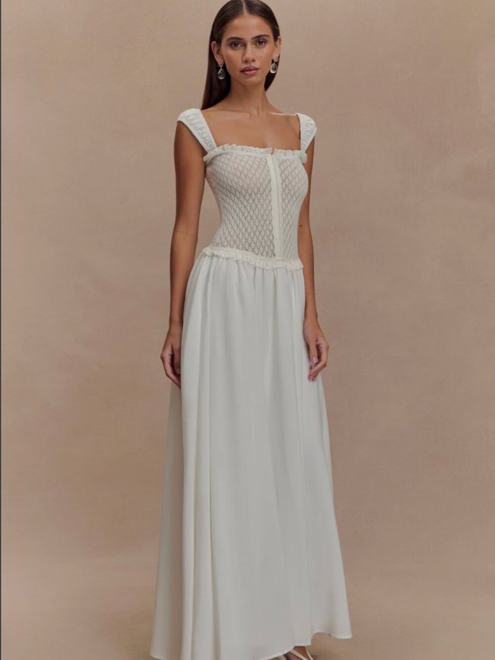 NWT Meshki Ivory Smocked Corset Maxi Dress